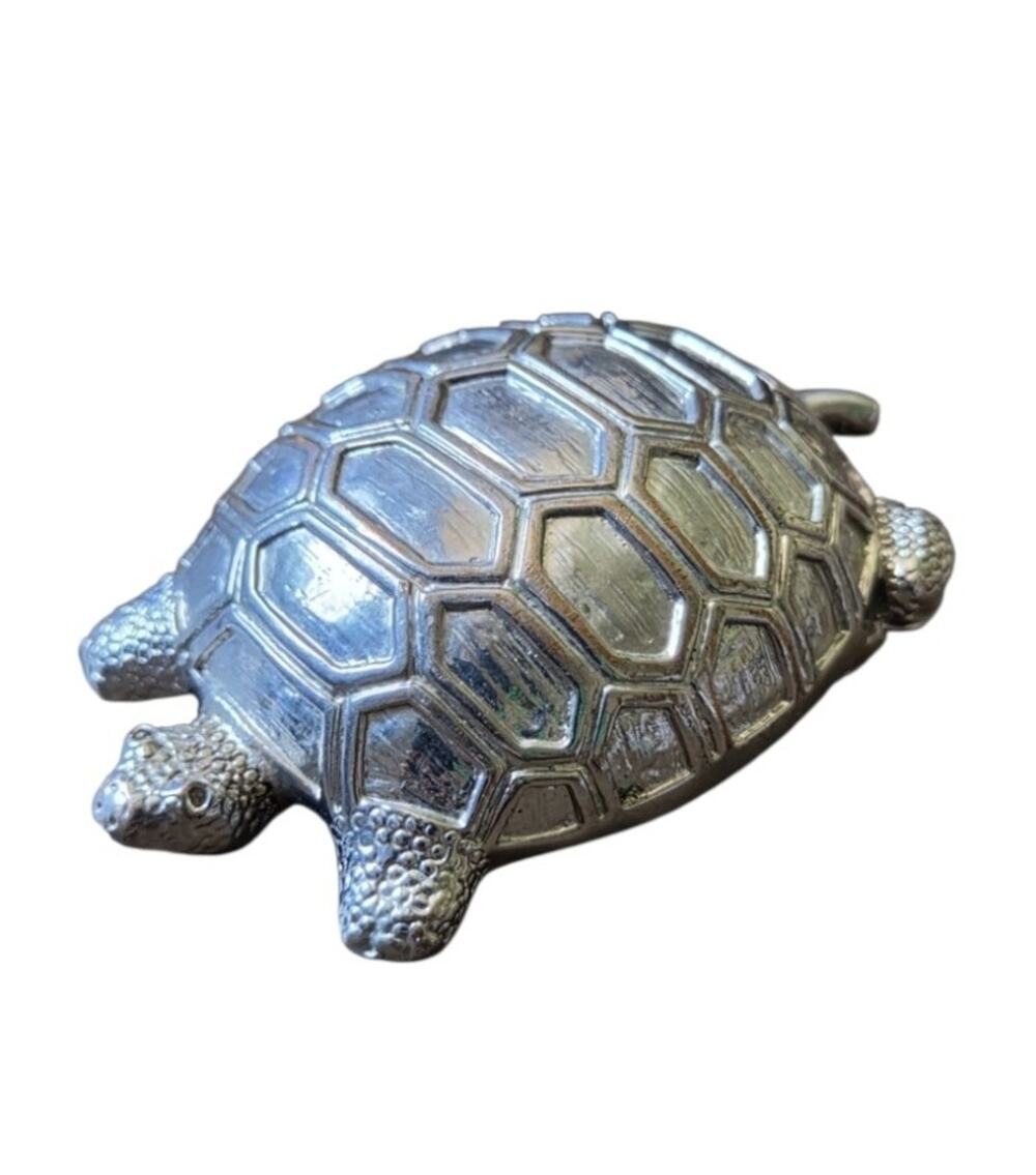 3 Inch Silver Tone Metal Tortoise Belt Buckle Reptile Animal Novelty Statement